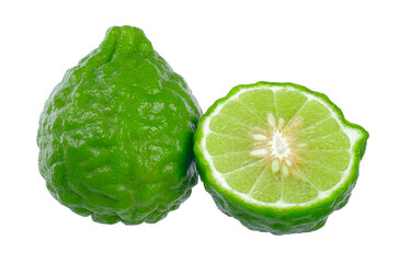 Kaffir lime or Bergamot fruit isolated on white background