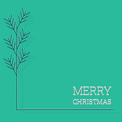 Outline of the New Year tree. Merry Christmas greeting card. Vector minimalistic background.