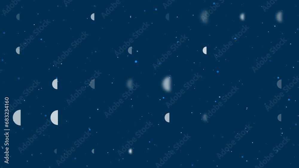 Poster template animation of evenly spaced semicircle symbols of different sizes and opacity. animation of 