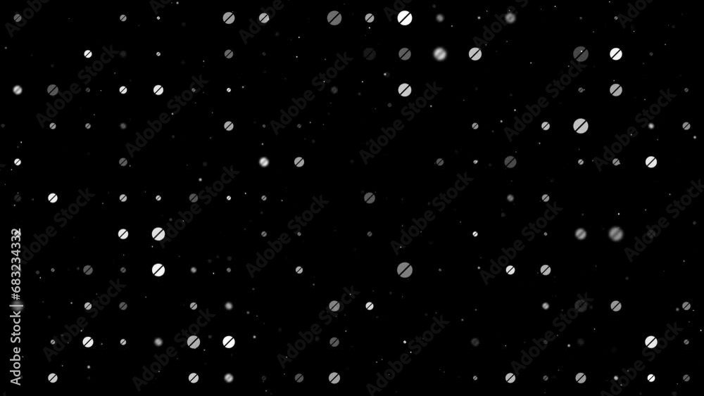 Poster template animation of evenly spaced pill symbols of different sizes and opacity. animation of transp