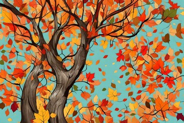 tree in autumn generated by AI technology