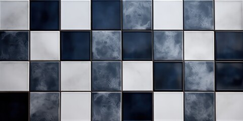 Combination of gray tiles with a navy blue hue, possibly indicating a design or color scheme involving these two colors for tiles or a tiled surface.