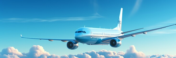 Heavenly Soaring: Symphony Airplane in shades of blue above the clouds