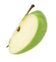slice green apple isolated, transparent PNG, PNG format, full depth of field, single, cut out