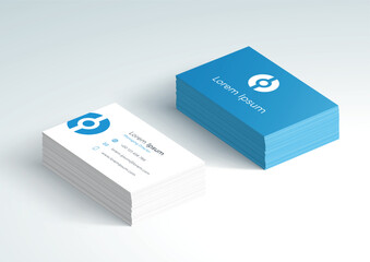 Business Card Mock Up Front and Back Stack 3d Vector