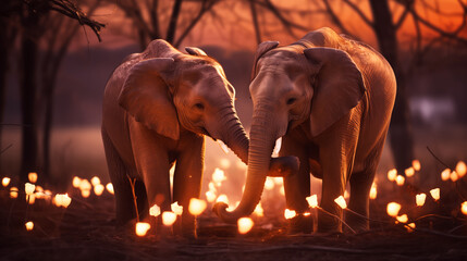 Elephants in the savanna of Chobe National Park, Botswana, Africa.