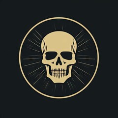 AI generated illustration of a human skull logo on a black background