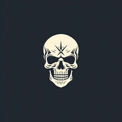 AI generated illustration of a human skull logo on a black background