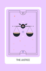 Tarot card major The Justice. Hand drawn vector illustration. - 683237707
