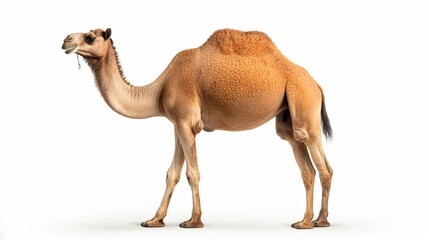 Isolated dromedary or Arabian camel on white background.