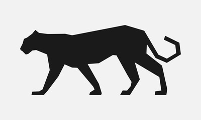 silhouette logo of a walking panther, side view. isolated on white background. vector illustration.