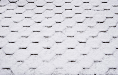 Roof texture covered with snow, winter roof texture