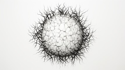Black spheres in minimalist style. Pencil art drawing. 