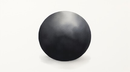 Black spheres in minimalist style. Watercolor art drawing. 