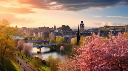 Edinburgh is a popular spring vacation location.  - obrazy, fototapety, plakaty