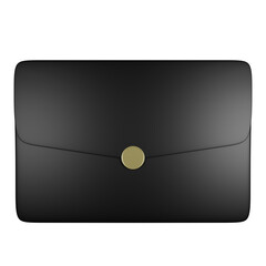 black envelope with a gold cover , 3d render