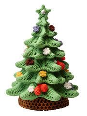Cute Christmas tree make from knitting, dicut, isolated background