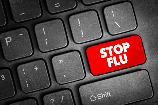 Stop Flu text button on keyboard, concept background