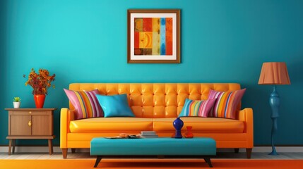 The multicolored wall could a diverse range of hues, such as various shades of blue, green, yellow, or any combination of bright and vivid colors, contributing to a lively and eclectic ambiance.