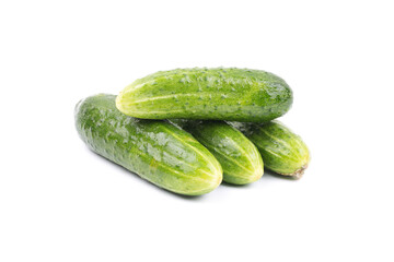 Fresh cucumbers on white background
