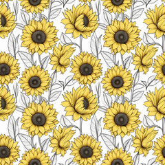 pattern with sunflowers