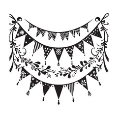 Dive into the festive atmosphere with elegant Christmas festive bunting silhouettes, a visual symphony of holiday joy and celebration to enhance your creative projects.
