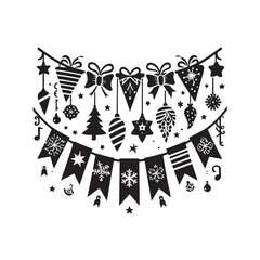 Infuse your holiday visuals with the elegance of Christmas festive bunting silhouettes, where each shadow adds a layer of festive charm and seasonal celebration.