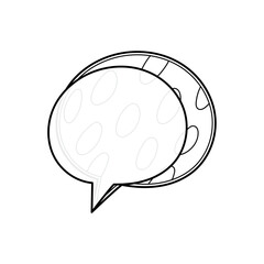 ポップな模様のスピーチバブル、線画、黒線、幾何学模様