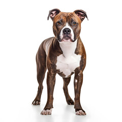 American Staffordshire Terrier Dog Isolated on White Background - Generative AI