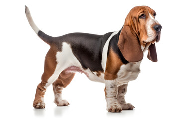 Basset Hound Dog Isolated on White Background - Generative AI