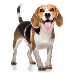 Beagle Dog Isolated on White Background - Generative AI - obrazy, fototapety, plakaty
