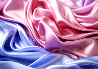 Fototapeta premium Abstract background with duochrome silk fabric texture, pink and blue silk folds