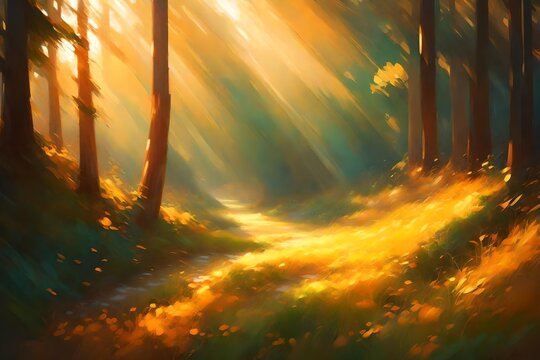 sunset in the forest