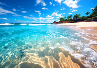 Beautiful background with sea surface - transparent azure sea water