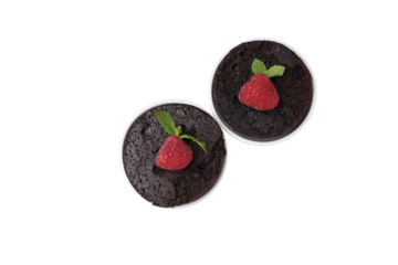 PNG, Chocolate fondants with berries, isolated on white background, top view