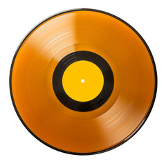 yellow vinyl record with an empty label isolated on a transparent background