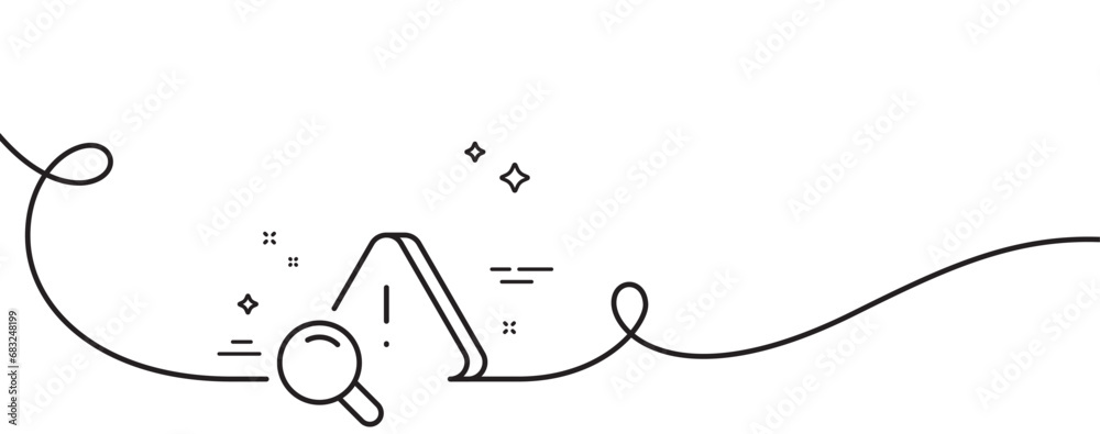Poster attention line icon. continuous one line with curl. important warning sign. danger warn symbol. atte
