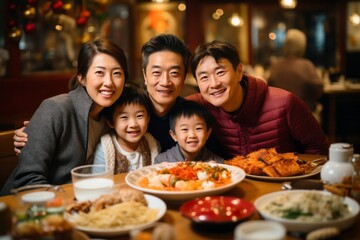 Fototapeta na wymiar Joyful Gathering: Capturing the Essence of a Chinese Family Feast