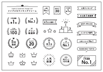 Foto op Plexiglas シンプルなランキングフレームのセット　飾り　装飾　枠　リボン　月桂樹　1位　優勝　王冠　金賞　順位 © yugoro