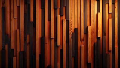 Close-up of Vertical Wooden Planks Wall with Varying Shades of Brown