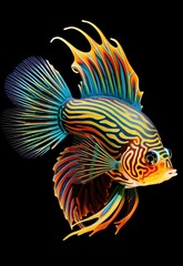 Fototapeta premium A vibrant tropical fish swims gracefully in a tranquil reef. Generative AI.