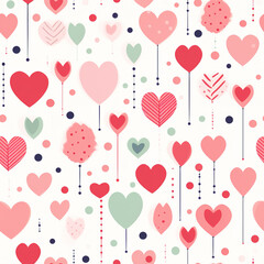 valentine Seamless pattern with cute heart and valentine element simple Holiday background, wrapping paper in cartoon style