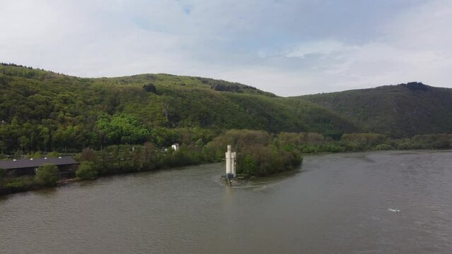 Mouse tower in Germany is a historic Waterway signal and toll watchtower on river Rhine