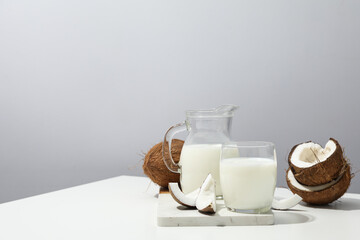 Coconut milk, concept of tasty and natural drink