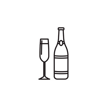 recommend clip art: Christmas wine bottle with wine glass icon