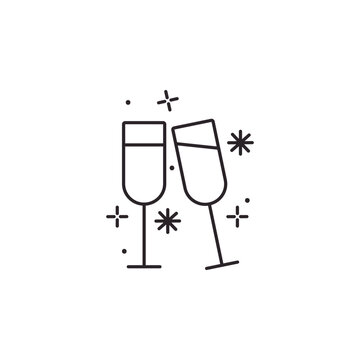 recommend clip art: Christmas Clink glasses champagne graphic icon. Cheers with two champagne glasses sign isolated on white background.