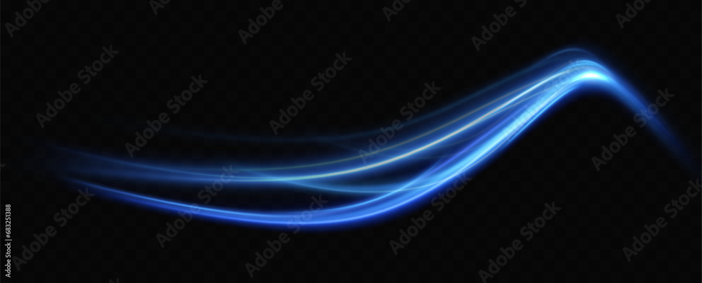 Poster Neon red and blue speed lines. Speed ​​of acceleration and movement. Light trails, motion blur effect. Night illumination in blue and red.	