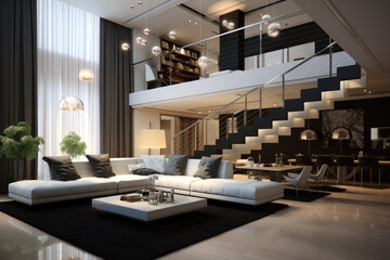 Fototapeta na wymiar modern luxury Style Duplex Apartment Interior Design