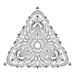 Circular pattern in form of mandala with flower for Henna, Mehndi, tattoo, decoration. Decorative ornament in ethnic oriental style. Outline doodle hand draw vector illustration.