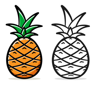 pineapple cartoon on white background